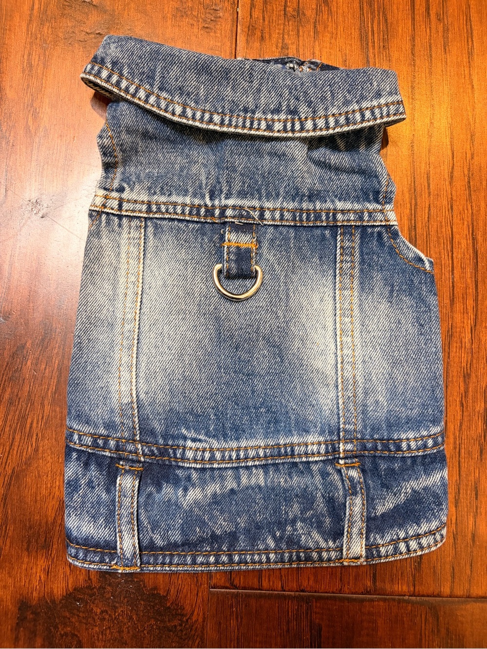 Denim-Style Blue Dog Vest with D-Ring Harness Loop